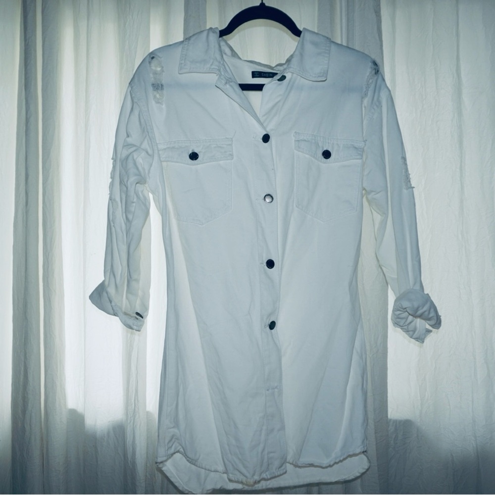 SHEIN White Button-Up Mini Dress